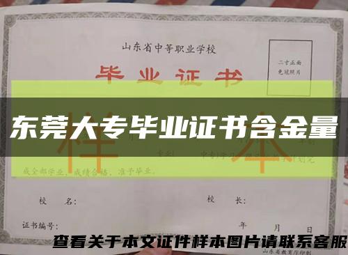 东莞大专毕业证书含金量缩略图