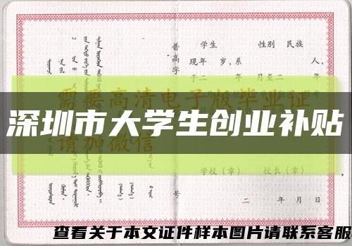 深圳市大学生创业补贴缩略图