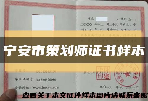 宁安市策划师证书样本缩略图