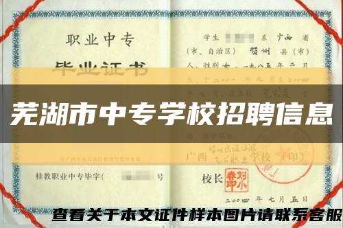 芜湖市中专学校招聘信息缩略图