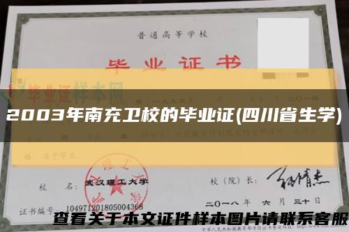 2003年南充卫校的毕业证(四川省生学)缩略图