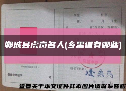 郸城县虎岗名人(乡黑道有哪些)缩略图