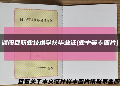 濮阳县职业技术学校毕业证(业中等专图片)缩略图