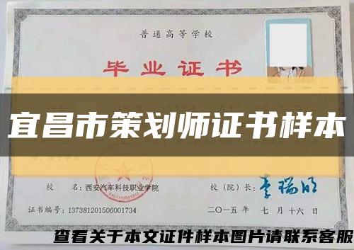 宜昌市策划师证书样本缩略图