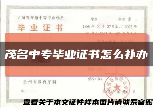 茂名中专毕业证书怎么补办缩略图