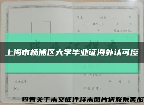 上海市杨浦区大学毕业证海外认可度缩略图