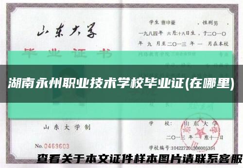 湖南永州职业技术学校毕业证(在哪里)缩略图