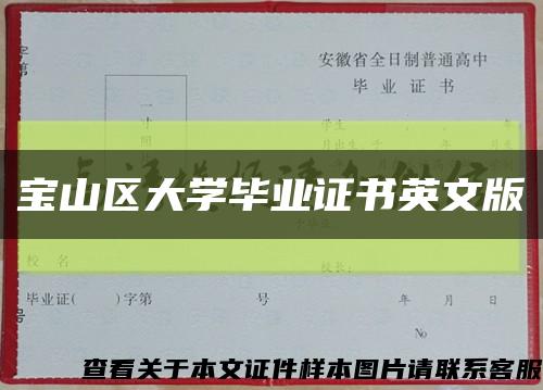 宝山区大学毕业证书英文版缩略图
