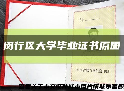 闵行区大学毕业证书原图缩略图