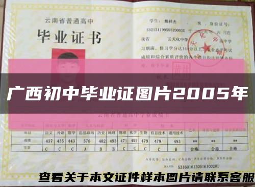 广西初中毕业证图片2005年缩略图