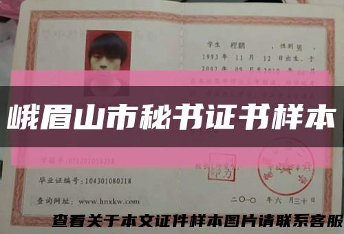 峨眉山市秘书证书样本缩略图
