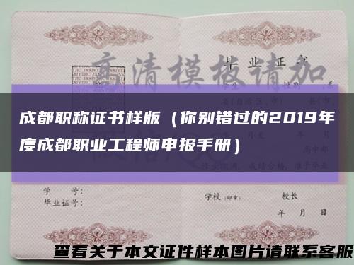 成都职称证书样版（你别错过的2019年度成都职业工程师申报手册）缩略图