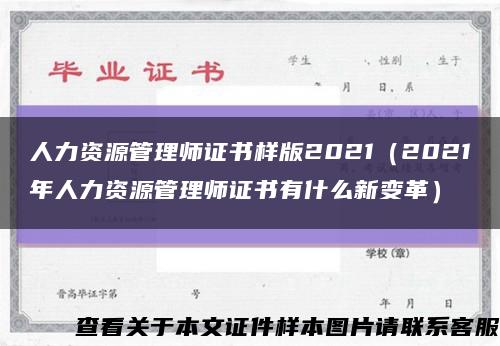 人力资源管理师证书样版2021（2021年人力资源管理师证书有什么新变革）缩略图