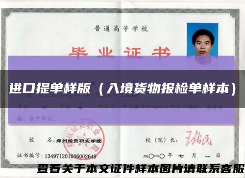 进口提单样版（入境货物报检单样本）缩略图