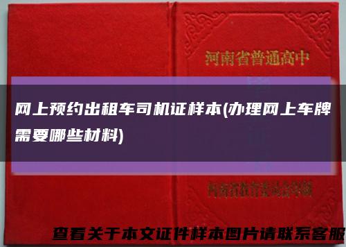 网上预约出租车司机证样本(办理网上车牌需要哪些材料)缩略图