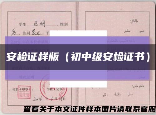 安检证样版（初中级安检证书）缩略图