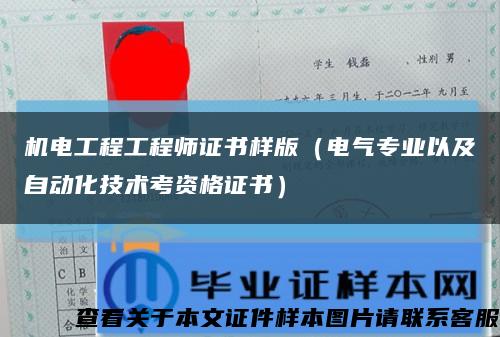 机电工程工程师证书样版（电气专业以及自动化技术考资格证书）缩略图