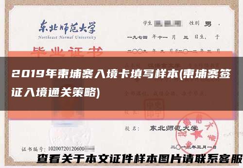 2019年柬埔寨入境卡填写样本(柬埔寨签证入境通关策略)缩略图