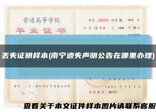 丢失证明样本(南宁遗失声明公告在哪里办理)缩略图