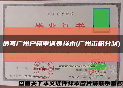 填写广州户籍申请表样本(广州市积分制)缩略图