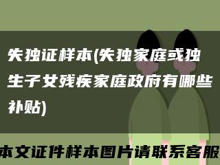 失独证样本(失独家庭或独生子女残疾家庭政府有哪些补贴)缩略图