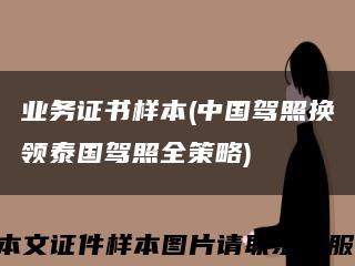 业务证书样本(中国驾照换领泰国驾照全策略)缩略图