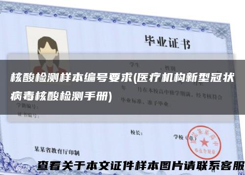 核酸检测样本编号要求(医疗机构新型冠状病毒核酸检测手册)缩略图