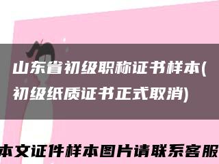山东省初级职称证书样本(初级纸质证书正式取消)缩略图
