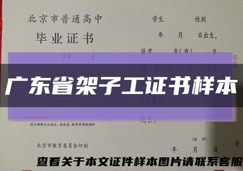 广东省架子工证书样本缩略图