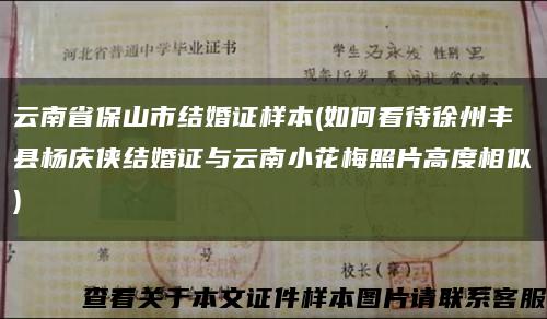 云南省保山市结婚证样本(如何看待徐州丰县杨庆侠结婚证与云南小花梅照片高度相似)缩略图
