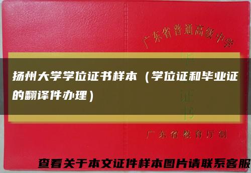 扬州大学学位证书样本（学位证和毕业证的翻译件办理）缩略图