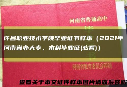 许昌职业技术学院毕业证书样本（2021年河南省办大专、本科毕业证(必看)）缩略图