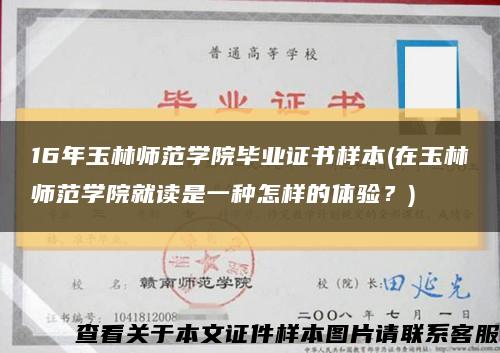 16年玉林师范学院毕业证书样本(在玉林师范学院就读是一种怎样的体验？)缩略图