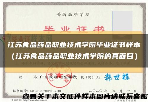 江苏食品药品职业技术学院毕业证书样本（江苏食品药品职业技术学院的真面目）缩略图