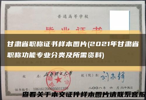 甘肃省职称证书样本图片(2021年甘肃省职称功能专业分类及所需资料)缩略图