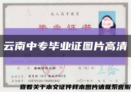 云南中专毕业证图片高清缩略图