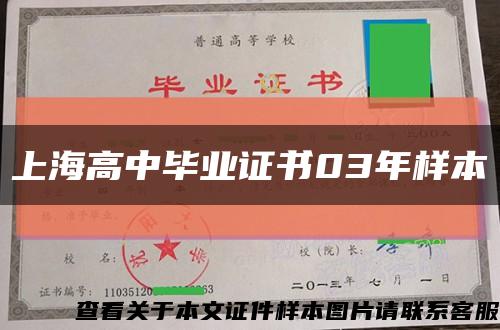 上海高中毕业证书03年样本缩略图