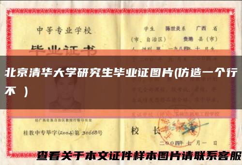 北京清华大学研究生毕业证图片(仿造一个行不 )缩略图