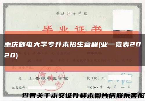 重庆邮电大学专升本招生章程(业一览表2020)缩略图