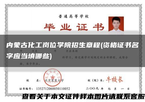 内蒙古化工岗位学院招生章程(资格证书名字应当填哪些)缩略图