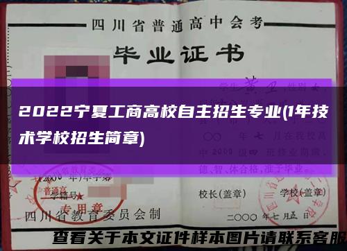 2022宁夏工商高校自主招生专业(1年技术学校招生简章)缩略图