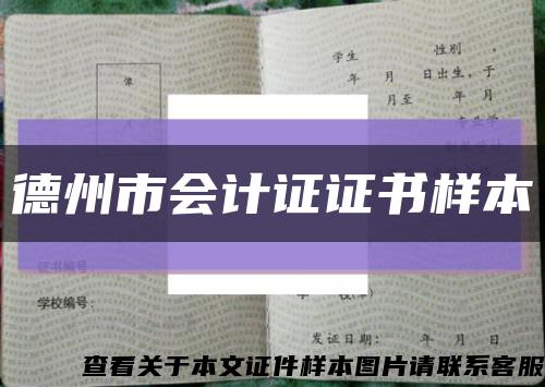 德州市会计证证书样本缩略图