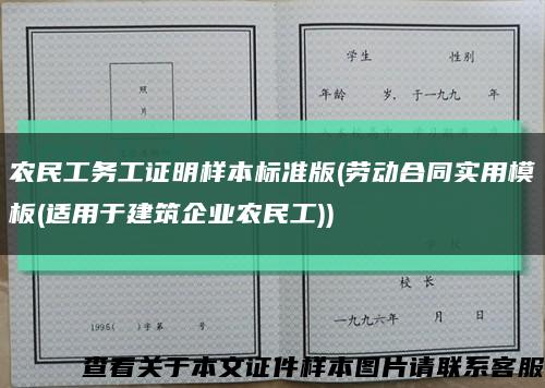 农民工务工证明样本标准版(劳动合同实用模板(适用于建筑企业农民工))缩略图