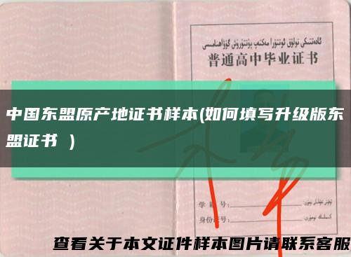 中国东盟原产地证书样本(如何填写升级版东盟证书 )缩略图