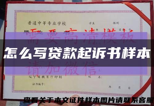 怎么写贷款起诉书样本缩略图