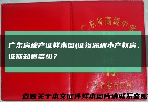 广东房地产证样本图(证视深圳小产权房，证你知道多少？缩略图