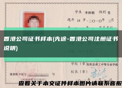 香港公司证书样本(先途-香港公司注册证书说明)缩略图