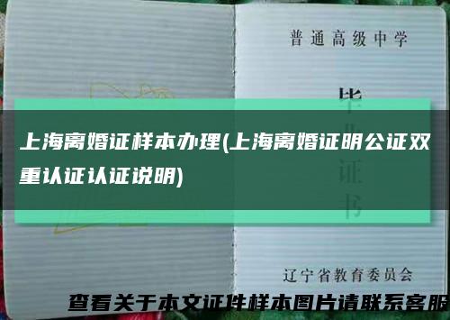 上海离婚证样本办理(上海离婚证明公证双重认证认证说明)缩略图