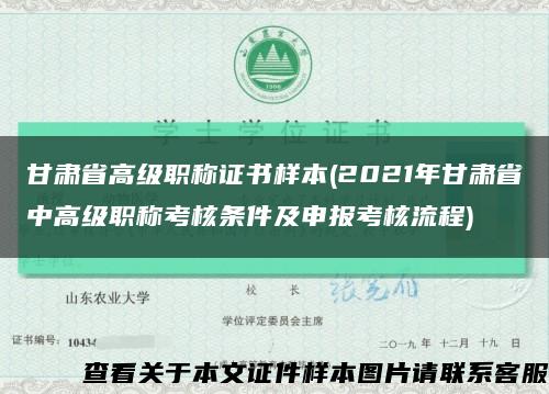 甘肃省高级职称证书样本(2021年甘肃省中高级职称考核条件及申报考核流程)缩略图