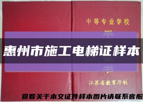 惠州市施工电梯证样本缩略图